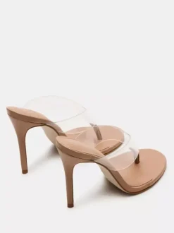 Sandales tongs noires à talons hauts et dos nu