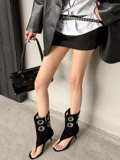 Sandales tongs pour femmes bottines à talons hauts et boucle