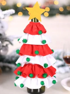 Sapin de Noël rouge Fibre de polyester Vacances de Noël Costumes Accessoires