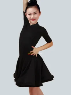 Séduisant costume de danse latine en lycra elasthanne unicolore Robe Déguisements Halloween