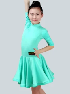 Séduisant costume de danse latine en lycra elasthanne unicolore Robe Déguisements Halloween