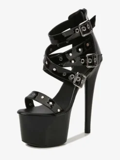 Sexy Chaussures Plateforme Talon Haut À Lacets Noires