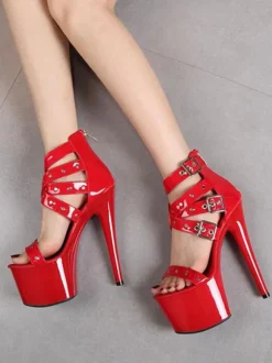 Sexy Chaussures Plateforme Talon Haut À Lacets Noires