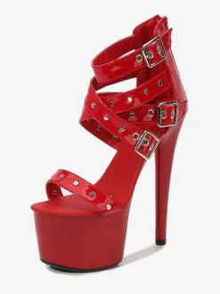 Sexy Chaussures Plateforme Talon Haut À Lacets Noires