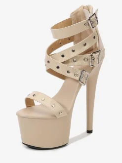 Sexy Chaussures Plateforme Talon Haut À Lacets Noires