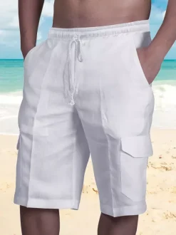 Short cargo de plage pour homme taille élastique short d'été léger avec poches