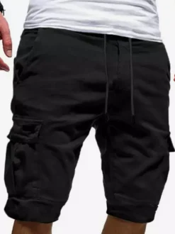 Short cargo pour homme avec cordon de serrage à la taille et poches pour l'été