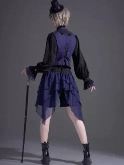 Short Lolita droit à volants noirs et bloomers gothiques Lolita