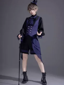 Short Lolita droit à volants noirs et bloomers gothiques Lolita
