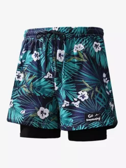 Short imprimé pour homme avec cordon de serrage à la taille pour l'été pour le cyclisme et la plage