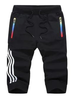 Shorts pour hommes bloc de couleur taille élastique été quotidien décontracté bleu profond shorts pour hommes