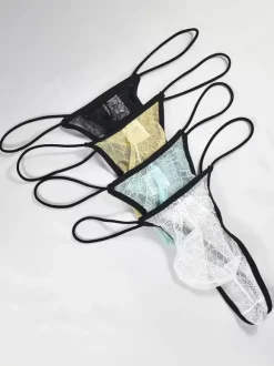 Slip Homme Solide Motif Toile d'Araignée Nylon
