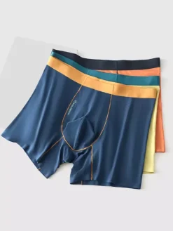 Sous-vêtements pour hommes caleçons boxers longs en fibre de bambou naturelle caleçons unis de qualité supérieure