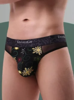 Sous-vêtements pour hommes culotte sexy string transparent à imprimé floral vert foncé