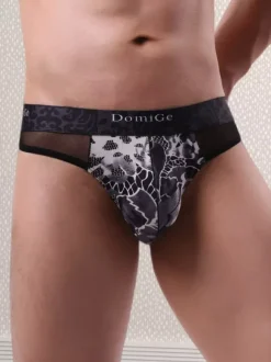 Sous-vêtements pour hommes culotte sexy string transparent à imprimé floral vert foncé