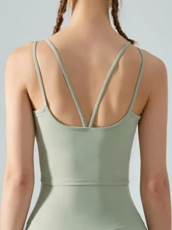 Soutien-gorge De Yoga Col Rond Nylon Top De Tennis Sans Manches Pour Femme Sport