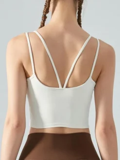 Soutien-gorge De Yoga Col Rond Nylon Top De Tennis Sans Manches Pour Femme Sport