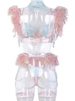 Soutien-gorge et Culotte Femme Bicolores Taille Haute Sexy