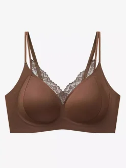 Soutien-gorge sans coutures et sans armatures avec bordure en dentelle effet push-up confortable