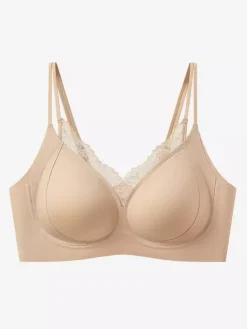 Soutien-gorge sans coutures et sans armatures avec bordure en dentelle effet push-up confortable