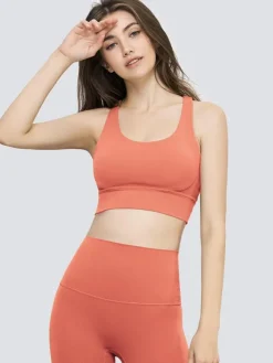 Soutien-gorge De Yoga Col Rond Nylon Top De Tennis Sans Manches Pour Femme Sport