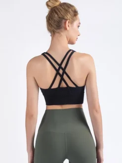 Soutien-gorge De Yoga Col Rond Nylon Top De Tennis Sans Manches Pour Femme Sport