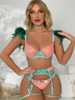 Soutien-gorge et Culotte Femme Bicolores Taille Haute Sexy