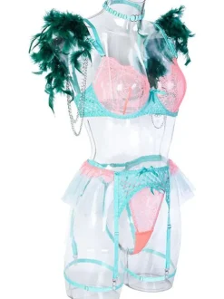Soutien-gorge et Culotte Femme Bicolores Taille Haute Sexy
