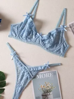 Soutien-gorge femme dentelle bleu bébé 2 pièces lingerie soutiens-gorge 2026