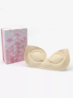 Soutien-gorge sans bretelles triangle en polyester nude liftant et push-up lingerie de soirée formelle