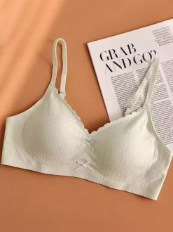 Soutien-gorge sans coutures et sans armatures brassière douce et confortable à bord festonné