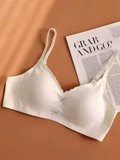 Soutien-gorge sans coutures et sans armatures brassière douce et confortable à bord festonné