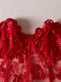 Soutiens-Gorge et Culotte Femme Imprimé Taille Haute avec Epaule Dénudée à Col Décolleté Sexy