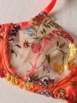 Soutiens-gorge et Culotte Femme Taille Haute avec Bretelles à Col Décolleté Imprimé