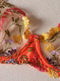 Soutiens-gorge et Culotte Femme Taille Haute avec Bretelles à Col Décolleté Imprimé