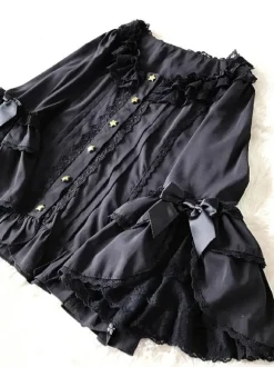 Steampunk Lolita Blouses Lolita Top Ruffles Bows Half Sleeves Blouse White Lolita Shirt