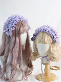 Steampunk Lolita Accessoires Bleu Gris Dentelle Noeuds Couvre-chef Polyester Divers