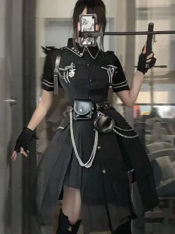 Steampunk Lolita Accessoire Noire Chaine PU Divers