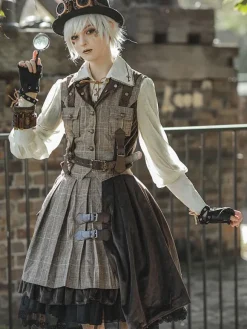 Steampunk Lolita Cardigan Ouji Style Coton Mélange Velours Métal Détails Brun Belle Lolita Pardessus