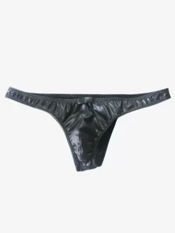 String homme sexy noir style cuir verni
