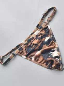 String camouflage asymétrique en soie glacée pour homme
