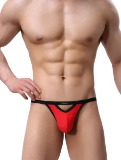 String Culotte Lingeries Sexy Hommes Elastique à Lacets Unicolore Sexy String Culotte Lingeries Sexy