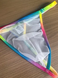String pour homme arc-en-ciel ceinture transparente sous-vêtement en maille fine