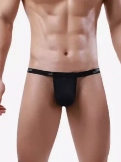 String pour homme avec poche ajustable taille basse et ceinture élastique sous-vêtement sexy