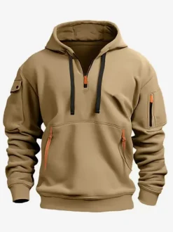 Sweat À Capuche En Polyester Zipper À Manches Longues Poches Hommes