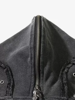 Sweat À Capuche En Polyester Manches Longues Glissière Éclaire Décontracté Homme