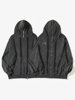 Sweat À Capuche En Polyester Manches Longues Glissière Éclaire Décontracté Homme