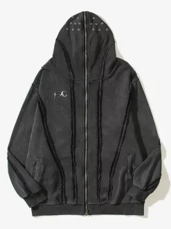Sweat À Capuche En Polyester Manches Longues Glissière Éclaire Décontracté Homme