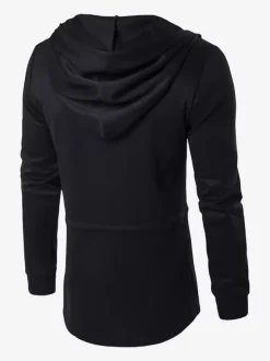 Sweat À Capuche Veste Simple Sport À Manches Longues En Polyester Homme