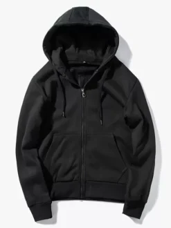 Sweat À Capuche Zipper En Polyester À Manches Longues Poches Décontracté Homme
